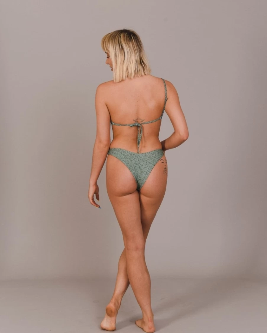OOSC Women's Sahara Sage High-Waisted V-Cut Bikini Bottoms - Trendy Swimwear Bottom
