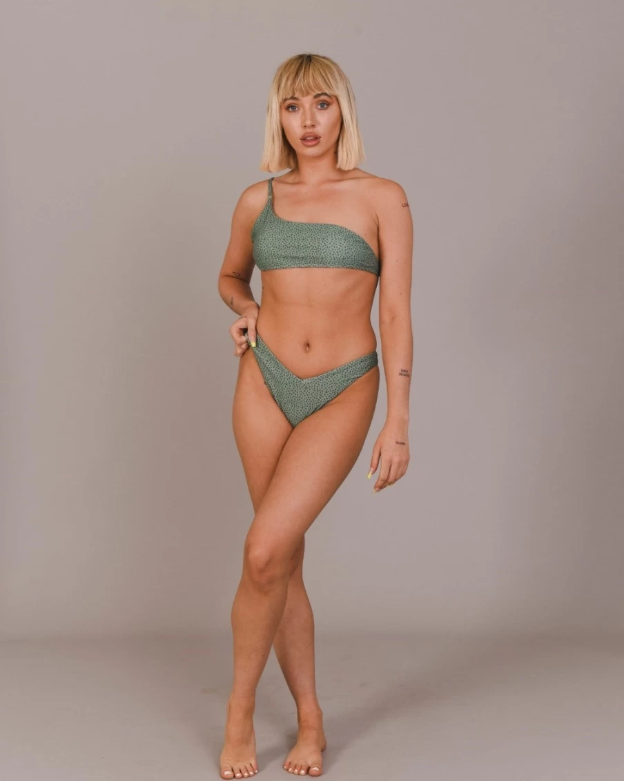OOSC Women's Sahara Sage High-Waisted V-Cut Bikini Bottoms - Trendy Swimwear Bottom