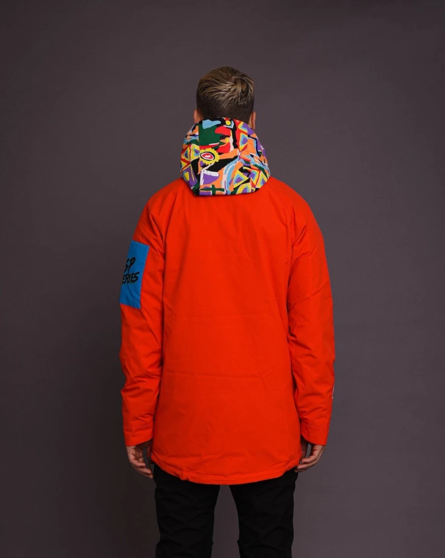 OOSC Men's Red Snow Park Overhead Winter Jacket for Cold Weather Protection