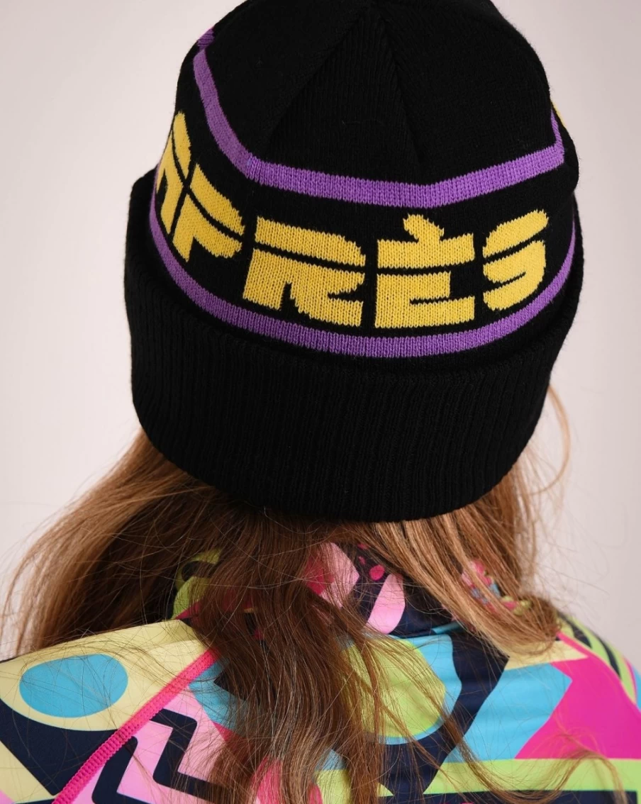 OOSC Unisex Apres Beanie - Black, Purple, Yellow Winter Hat for Men & Women