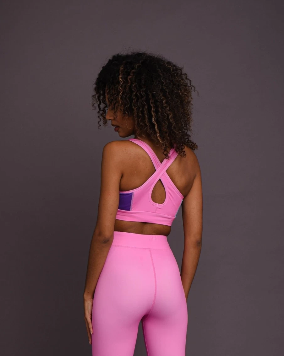 OOSC Women's So Fetch Pink Medium Support Crossback Sports Bra - Workout & Activewear