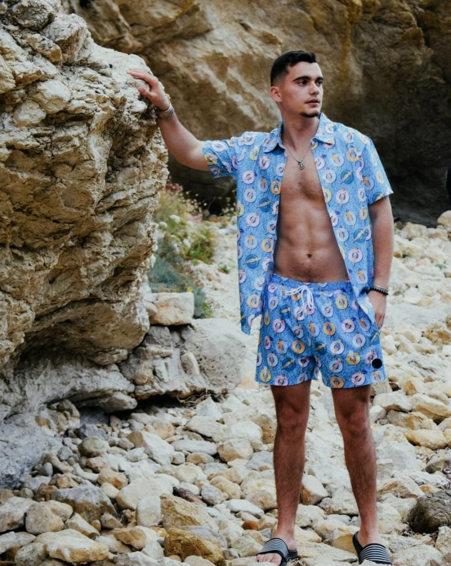 OOSC Men's Poolside Short Sleeve Shirt - Casual Summer Beach Top
